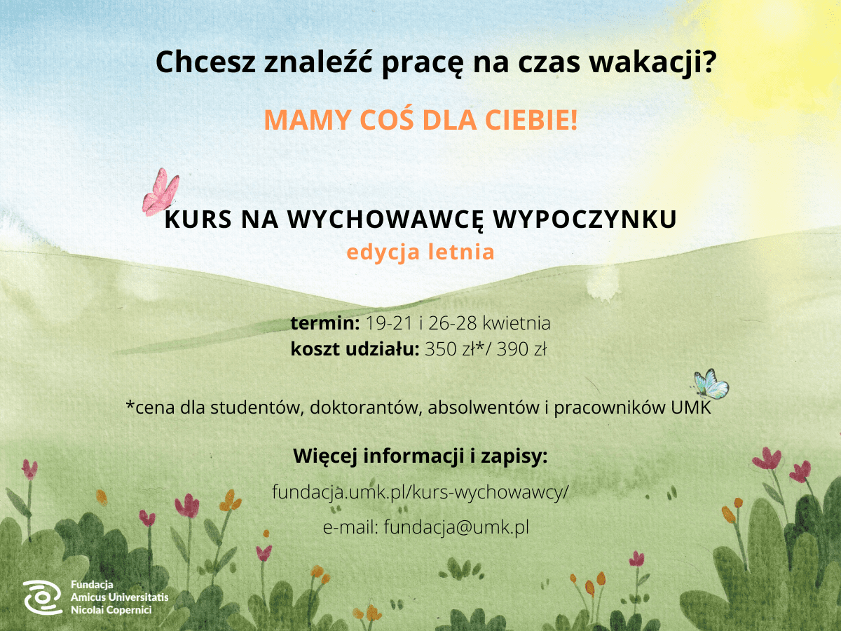 Zapisy na letnią edycję kursu na wychowawcę!